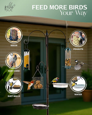 Bird Feeder with 3 Feeders & 2 Dishes | Bird Feeders Hanging Station, Bird Feeding Stations for the Garden, Bird Feeders for Small Birds