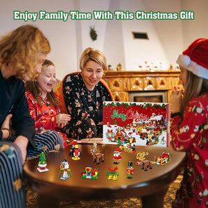 Christmas Advent Calendar 2025 Building Blocks for Kids & Adults - 24 Pack Assembly Puzzles with Christmas Tree, Reindeer Sleigh & Train - High-Quality Materials - Perfect Gift for Block Lovers