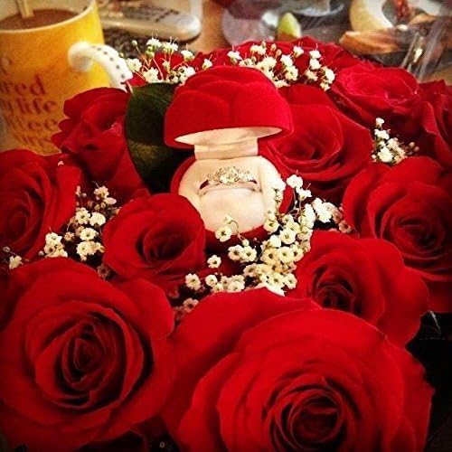 Velvet Red Rose Jewelry Ring Box Case for Ring Earring Romantic Engagement Wedding Ring Box | Ring Holder Box Vintage Handmade Storage Jewelry Organizer | Valentine'S Day Gifts