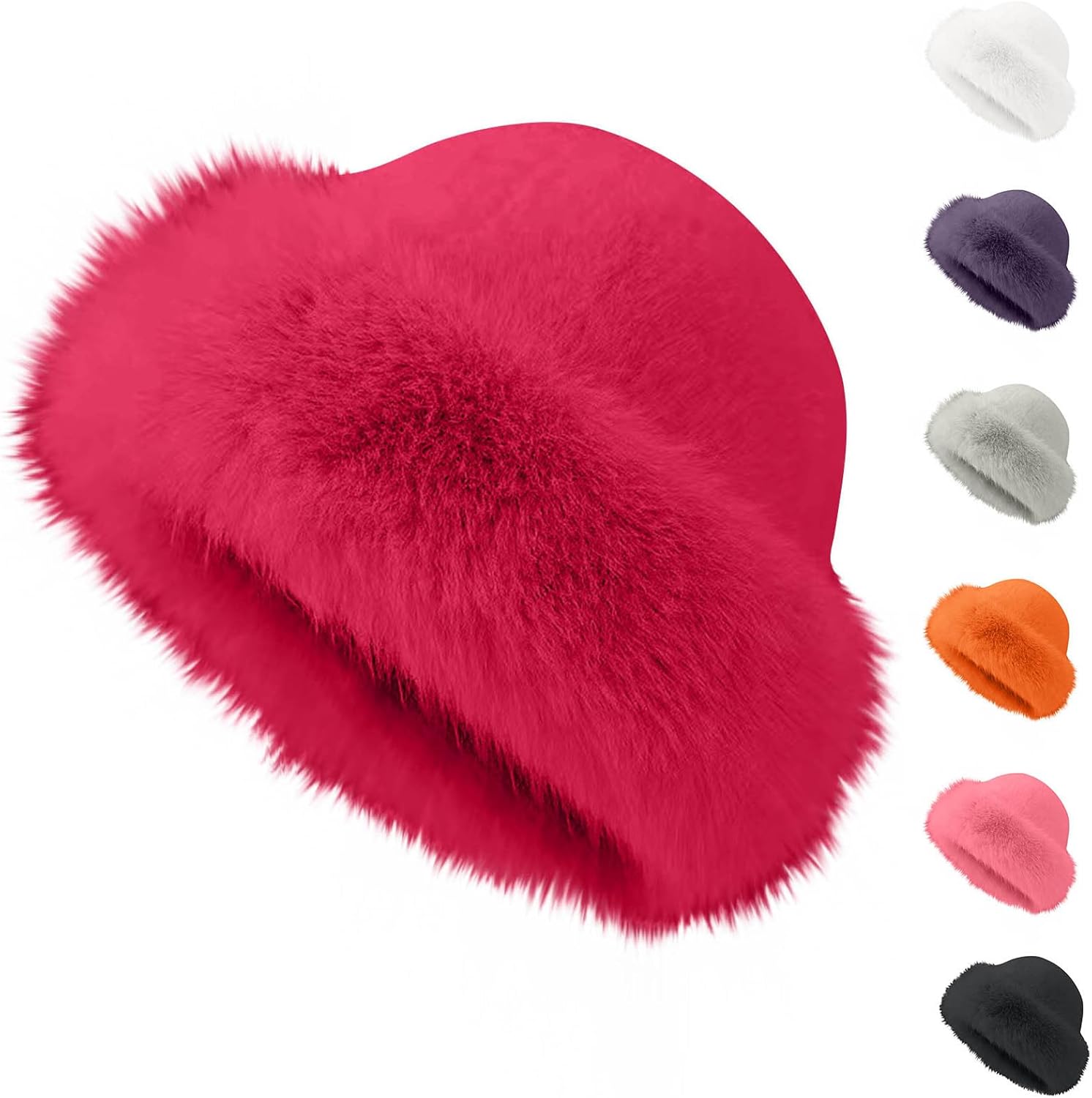 Faux Fur Cossack Hat for Women - Russian Winter Warm Earmuff Elegant Soft Plush Fluffy Windproof Thermal Trendy Furry for Skiing Skating Climbing - Ladies Girls