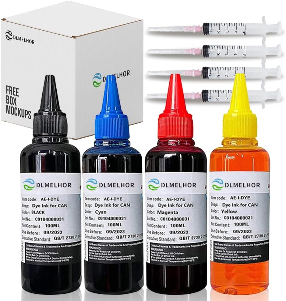 Universal Dye Refill Ink Kits Suit for Eposn Canon HP Brother Lexmark Samsung Dell Kodak Inkjet Printer Compatible Cartridges Refillable Cartridge CISS CIS System,4 Color Set (Bk,C,M,Y)*1,400Ml