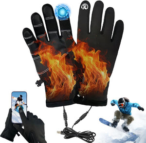 USB Heated Gloves for Men Women, Screen Touch Electric Heated, Winter Hands Warm Full Hands Touchscreen Laptop Glove Knitting Heating Mittens, Washable Thermal Glove for Indoor Outdoor(Black)