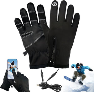 USB Heated Gloves for Men Women, Screen Touch Electric Heated, Winter Hands Warm Full Hands Touchscreen Laptop Glove Knitting Heating Mittens, Washable Thermal Glove for Indoor Outdoor(Black)