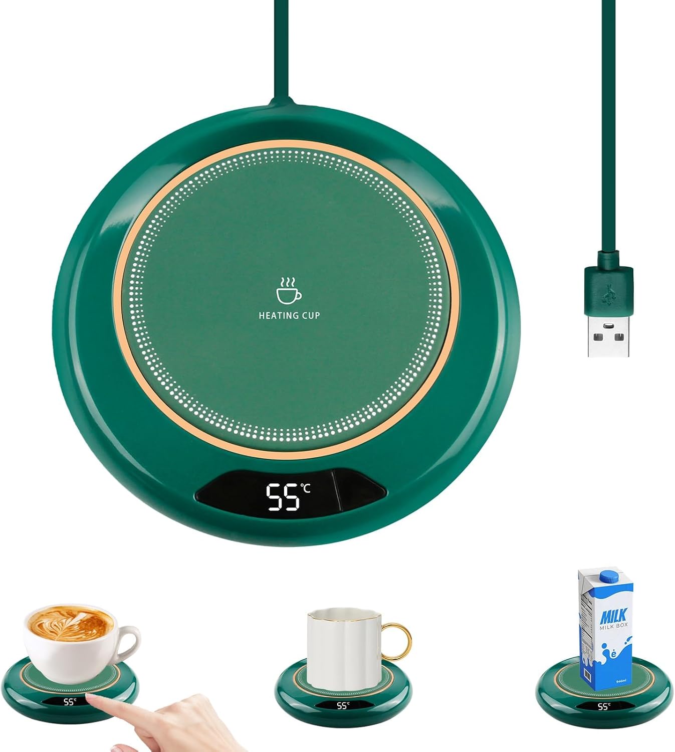 Coffee Mug Warmer, USB Coffee Warmer with 3 Temperature Setting(45-75℃) Smart Touch Cup Warmer for Desk Electric Beverage Mug Warmer 8H Auto Shut off for Tea Milk Candle Warmer Office Home