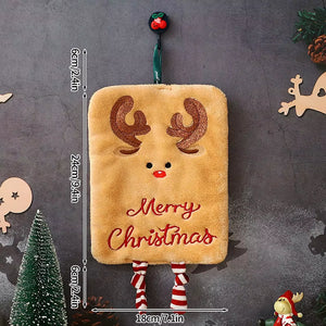 2026 Xmas Santa Claus Snowman Shape Towels Merry Christmas Hand Towel Thickened Absorbent Kitchen Hanging Towels Wipe Cloth