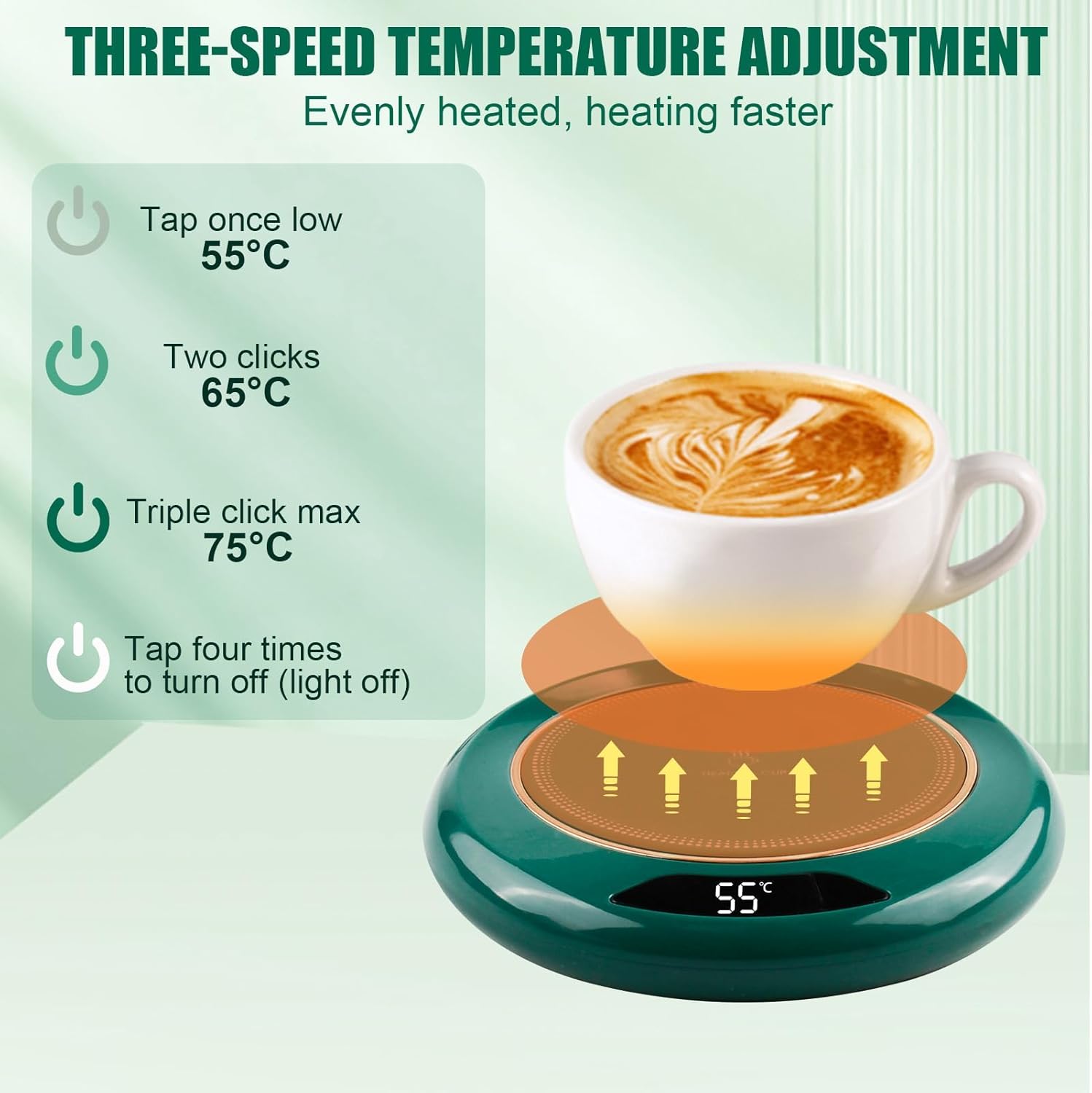 Coffee Mug Warmer, USB Coffee Warmer with 3 Temperature Setting(45-75℃) Smart Touch Cup Warmer for Desk Electric Beverage Mug Warmer 8H Auto Shut off for Tea Milk Candle Warmer Office Home