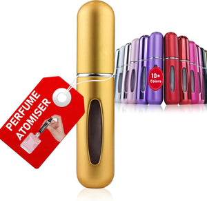 Perfume Atomiser - Travel Essential, Refillable Perfume Travel Bottle, Atomiser Spray Bottle (5 Ml) 18 Colors, Piano Black