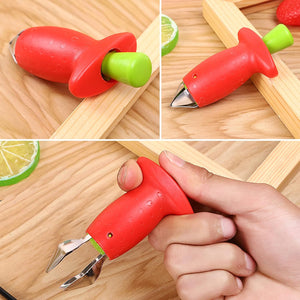 2 Pack Magic Strawberry Huller Strawberry Huller Stem and Leaf Remover Stainless Steel Fruit Vegetable Top Stem Corer Pit Remover Great for Baking and Jam Making Kitchen Gadgets
