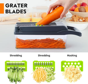 EzyBuy 12-in-1 Multifunctional Vegetable Chopper & Mandoline Slicer Set – Premium Kitchen Food Dicer, Grater & Cutter for Fruits and Vegetables