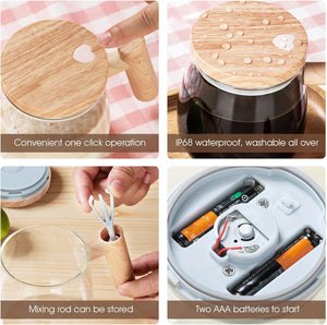 400Ml Self Stirring Mug 7000Rpm High Speed Electric Mixing Cup,Self Stirring Coffee Mug with Storage Handle, Portable Automatic Glass Mixing Coffee Mug for Home Office Coffee Milk(Transparent)