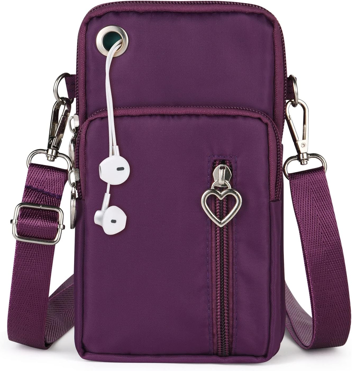 Stylish Women’s Nylon Crossbody Phone Bag,Mini Shoulder Purse with Adjustable Straps & Headphone Port for Phones Under 7 Inches