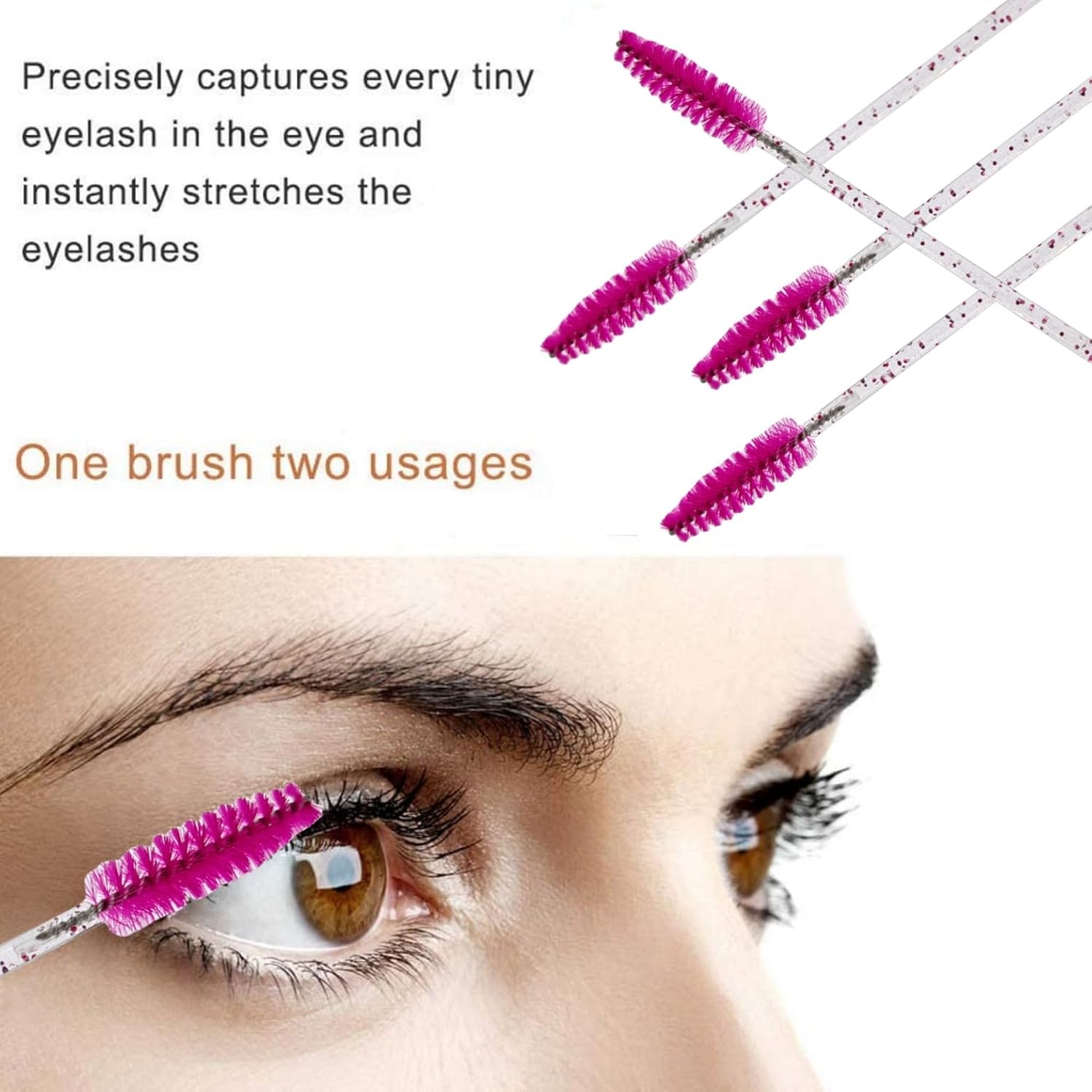 50 Pcs Eyelash Mascara Brushes, Wands Applicator Eyebrow Brush Makeup Kit, Eyebrow Castor Oil Brush Makeup Tool