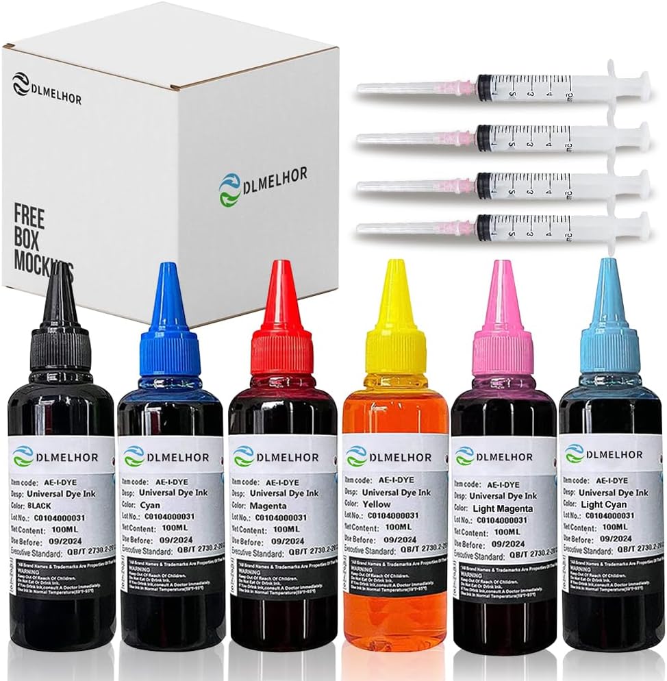 Universal Dye Refill Ink Kits Suit for Eposn Canon HP Brother Lexmark Samsung Dell Kodak Inkjet Printer Compatible Cartridges Refillable Cartridge CISS CIS System,4 Color Set (Bk,C,M,Y)*1,400Ml