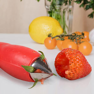 2 Pack Magic Strawberry Huller Strawberry Huller Stem and Leaf Remover Stainless Steel Fruit Vegetable Top Stem Corer Pit Remover Great for Baking and Jam Making Kitchen Gadgets
