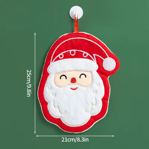 2026 Xmas Santa Claus Snowman Shape Towels Merry Christmas Hand Towel Thickened Absorbent Kitchen Hanging Towels Wipe Cloth