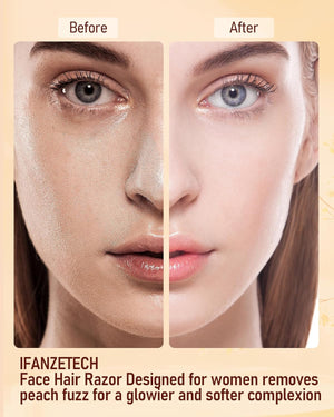 Eyebrow & Facial Hair Trimmer for Women: 2 In1 Rechargeable Facial Hair Removal and Eyebrow Shaver, Painless Shaving with Built-In LED Light - Perfect for Face, Lips, and Body