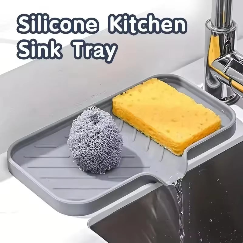 Kitchen Faucet Splash Pad Silicone Sink Faucet Splash Guard Mat Sponge Drain Rack Countertop Soap Tray for Bath Kitchen Gadgets