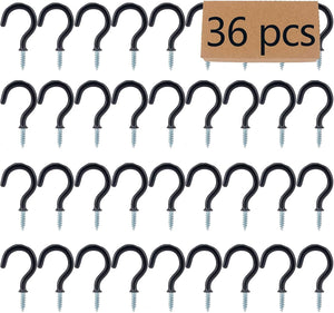 36PCS Metal Ceiling Hooks 1-1/4 Inch Multipurpose Vinyl Coated Screw-In Wall Hooks for Hanging Plants, Cups, Utensils, Lights and Stuff Great for Indoor & Outdoor Use