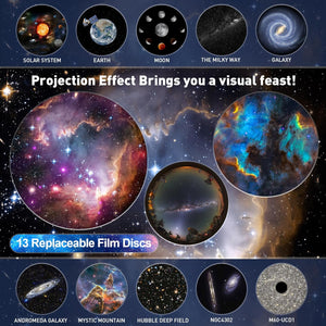13 in 1 Planetarium Star Projector, Realistic Galaxy Light Projector with 12 Planet Discs, Starry Sky Night Light Projector Lamp, Moon Night Light for Kids Adults Ceiling Bedroom Living Room