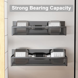 magnetic Spice Rack for Refrigerator - 2 Pack Magnetic Shelf with Moveable Hooks for Ultimate Kitchen Organization!