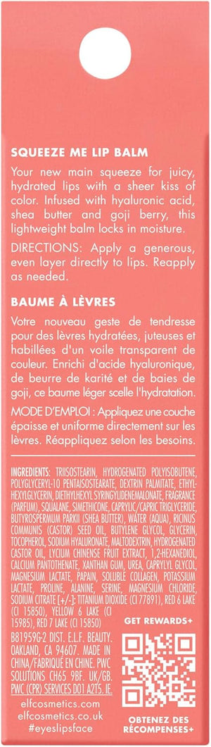 Squeeze Me Lip Balm, Moisturising Lip Balm for a Sheer Tint of Colour, Infused with Hyaluronic Acid, Vegan & Cruelty-Free, Strawberry