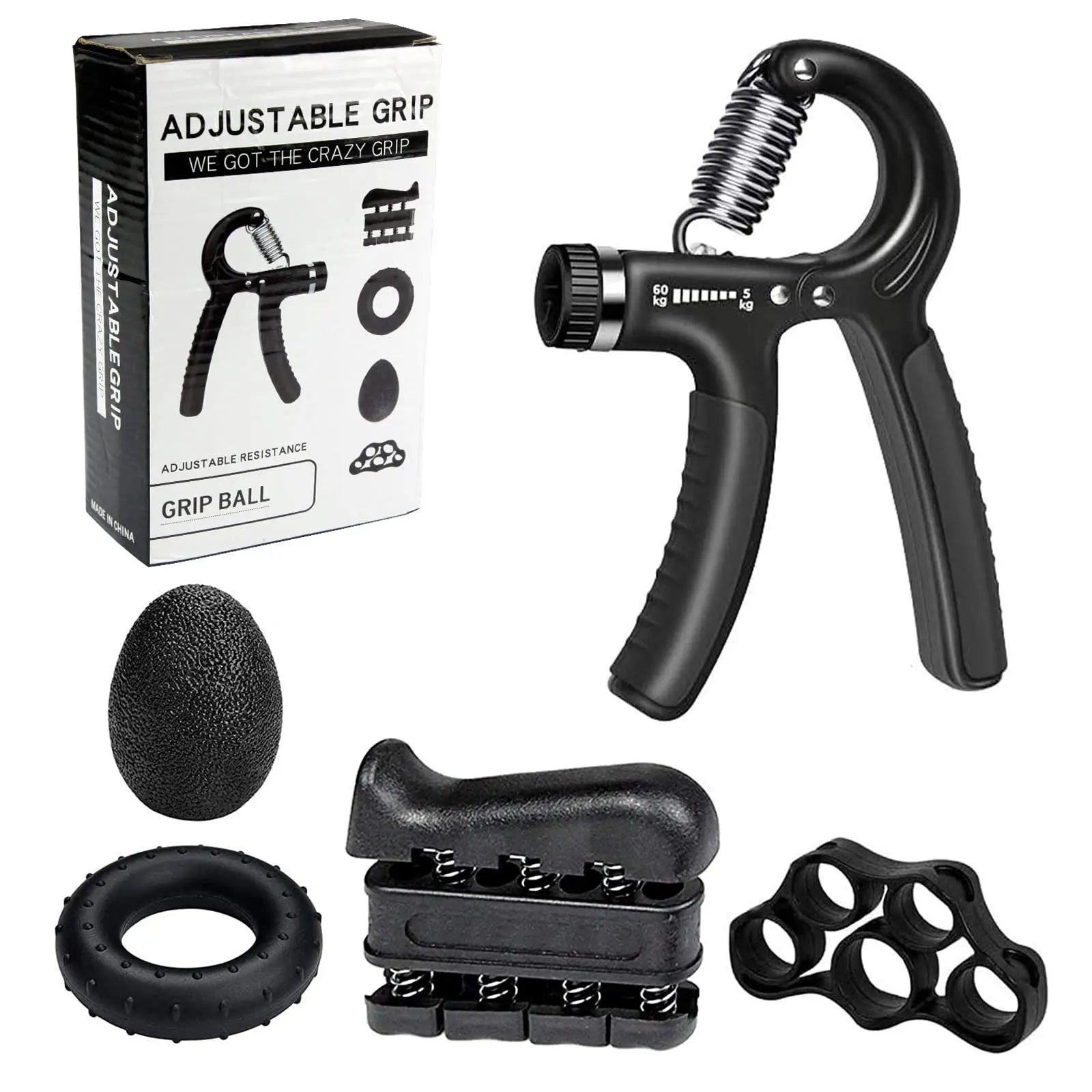 Ultimate 5-Piece Grip Strengthener Set: Hand and Finger Exerciser Kit with Resistance Bands for Effective Strength Training