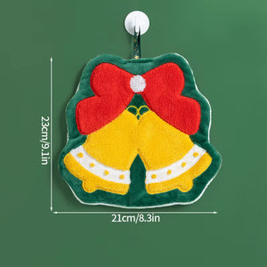 2026 Xmas Santa Claus Snowman Shape Towels Merry Christmas Hand Towel Thickened Absorbent Kitchen Hanging Towels Wipe Cloth