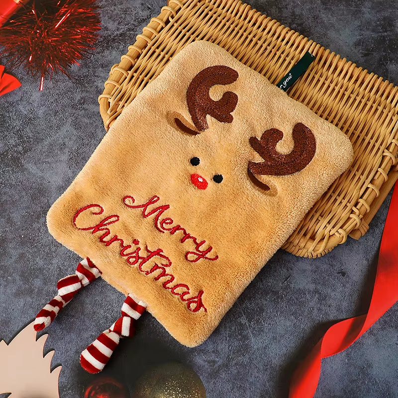 2026 Xmas Santa Claus Snowman Shape Towels Merry Christmas Hand Towel Thickened Absorbent Kitchen Hanging Towels Wipe Cloth