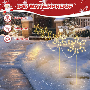 Christmas Pathway Lights Outdoor Decoration, 90Cm 4Pack 176 LED Snowflake Path Lights Warm White & 8 Modes Timer Memory Function, Stake Decor for Garden Yard Lawn