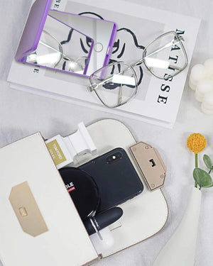 Portable Makeup Compact Mirrors P22, Adjustable Brightness Touch Switch Auto Power off 8 Leds Lighted Mirror 1X & 2X Magnification Gifts for Women Her Teenage Girls Purple, One Size