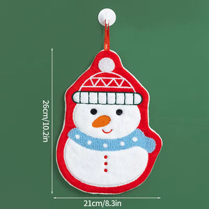 2026 Xmas Santa Claus Snowman Shape Towels Merry Christmas Hand Towel Thickened Absorbent Kitchen Hanging Towels Wipe Cloth