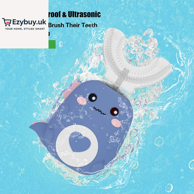 Children U-Shaped Electric Toothbrush 360 Degrees Smart Cartoon Kids Silicone Toothbrush Automatic Rechargeable Sonic Toothbrush