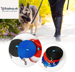 , Training Lead for Dogs, Dog Lead, Strong Tape, 1.5M / 3M / 5M / 10M / 15M Long, Nylon, for Puppy, Small, Medium and Large Dogs, Red, Black or Blue (3 M, Black)