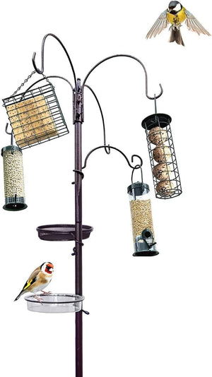 Bird Feeder with 3 Feeders & 2 Dishes | Bird Feeders Hanging Station, Bird Feeding Stations for the Garden, Bird Feeders for Small Birds