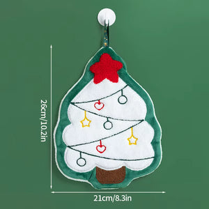 2026 Xmas Santa Claus Snowman Shape Towels Merry Christmas Hand Towel Thickened Absorbent Kitchen Hanging Towels Wipe Cloth