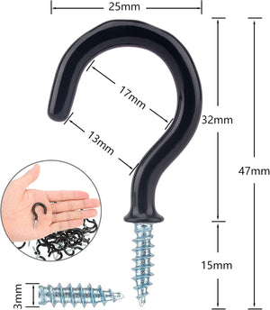 36PCS Metal Ceiling Hooks 1-1/4 Inch Multipurpose Vinyl Coated Screw-In Wall Hooks for Hanging Plants, Cups, Utensils, Lights and Stuff Great for Indoor & Outdoor Use