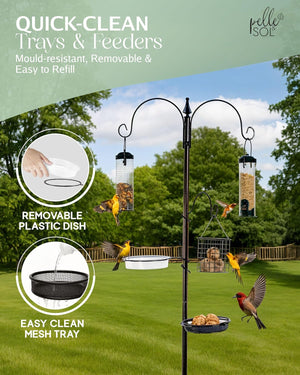 Bird Feeder with 3 Feeders & 2 Dishes | Bird Feeders Hanging Station, Bird Feeding Stations for the Garden, Bird Feeders for Small Birds