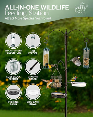 Bird Feeder with 3 Feeders & 2 Dishes | Bird Feeders Hanging Station, Bird Feeding Stations for the Garden, Bird Feeders for Small Birds