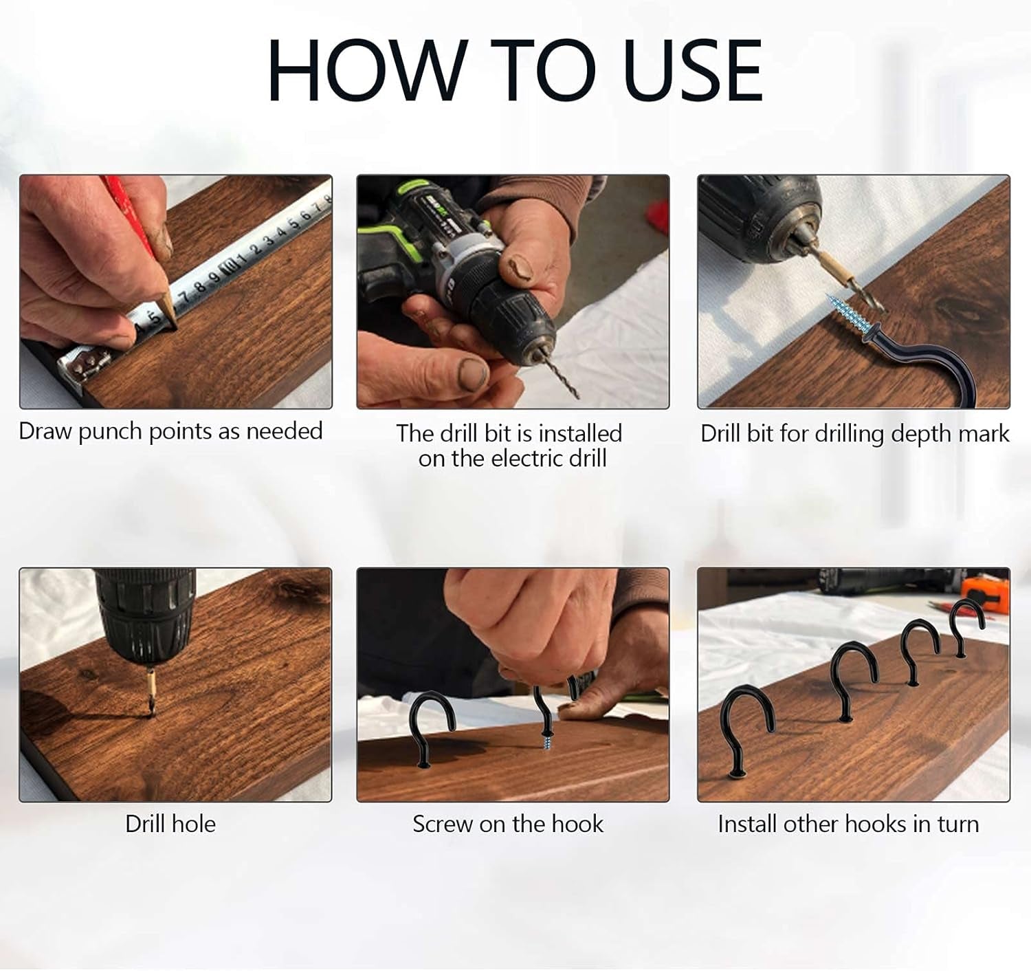 36PCS Metal Ceiling Hooks 1-1/4 Inch Multipurpose Vinyl Coated Screw-In Wall Hooks for Hanging Plants, Cups, Utensils, Lights and Stuff Great for Indoor & Outdoor Use