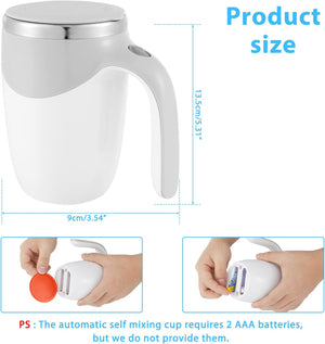 Stainless Steel Self Stirring Coffee Mug with Lid, 380ML Rechargeable Auto Magnetic Mug, Portable Auto Mixing Cup, Magnetic Hot Beverage Mixer for Coffee/Milk/Tea/Hot Chocolat/Latte/Mocha