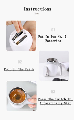 Self Stirring Mug for Coffee & Milk Powder - USB Rechargeable Electric Stirrer Cup, Leak-Proof 380Ml Travel Mug with Lid | UKCA Certified for Home, Office & Gym Use