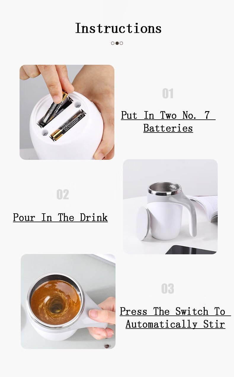 Self Stirring Mug for Coffee & Milk Powder - USB Rechargeable Electric Stirrer Cup, Leak-Proof 380Ml Travel Mug with Lid | UKCA Certified for Home, Office & Gym Use