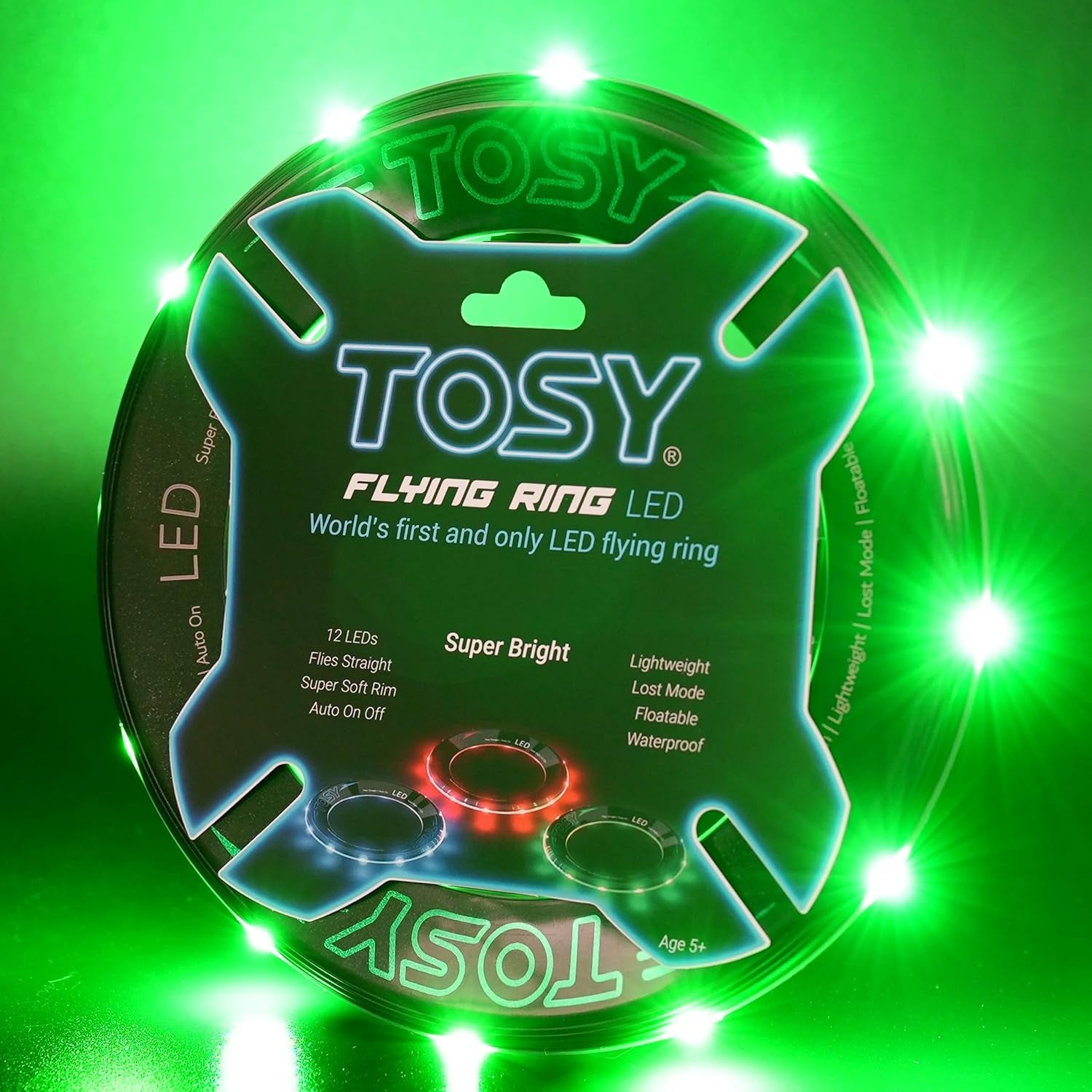 Flying Ring - 16 Million Color RGB or 12 Leds, Super Bright, Lost Mode, Auto Light Up, Camping Essentials for Kids/Teens/Boy/Girl, Safe & Soft, Waterproof, Pool/Beach Games, Lightweight Toy