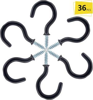 36PCS Metal Ceiling Hooks 1-1/4 Inch Multipurpose Vinyl Coated Screw-In Wall Hooks for Hanging Plants, Cups, Utensils, Lights and Stuff Great for Indoor & Outdoor Use