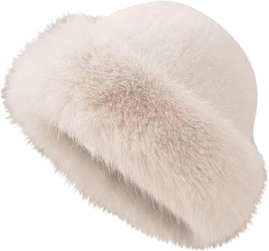 Faux Fur Cossack Hat for Women - Russian Winter Warm Earmuff Elegant Soft Plush Fluffy Windproof Thermal Trendy Furry for Skiing Skating Climbing - Ladies Girls