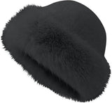 Faux Fur Cossack Hat for Women - Russian Winter Warm Earmuff Elegant Soft Plush Fluffy Windproof Thermal Trendy Furry for Skiing Skating Climbing - Ladies Girls