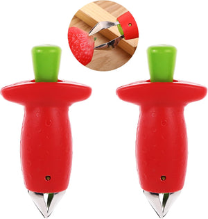 2 Pack Magic Strawberry Huller Strawberry Huller Stem and Leaf Remover Stainless Steel Fruit Vegetable Top Stem Corer Pit Remover Great for Baking and Jam Making Kitchen Gadgets