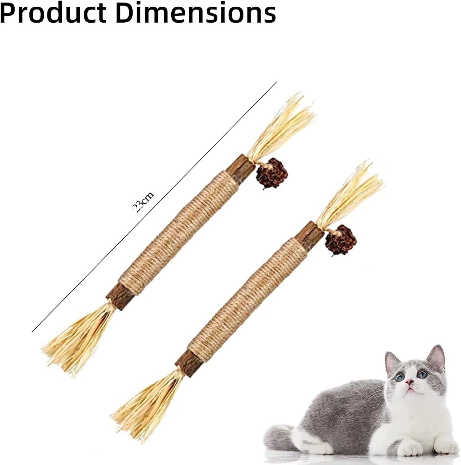 6Pcs Natural Matatabi Silvervine Chew Sticks for Indoor Cat Teeth Cleaning, Stress Release Toy for Dental Care and Kitten Teething