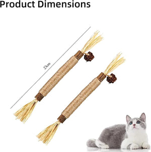 6Pcs Natural Matatabi Silvervine Chew Sticks for Indoor Cat Teeth Cleaning, Stress Release Toy for Dental Care and Kitten Teething