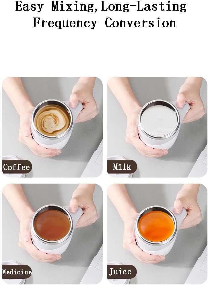 Self Stirring Mug for Coffee & Milk Powder - USB Rechargeable Electric Stirrer Cup, Leak-Proof 380Ml Travel Mug with Lid | UKCA Certified for Home, Office & Gym Use